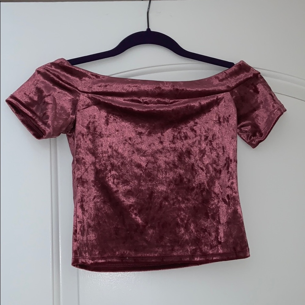 Pink velvet crop top
